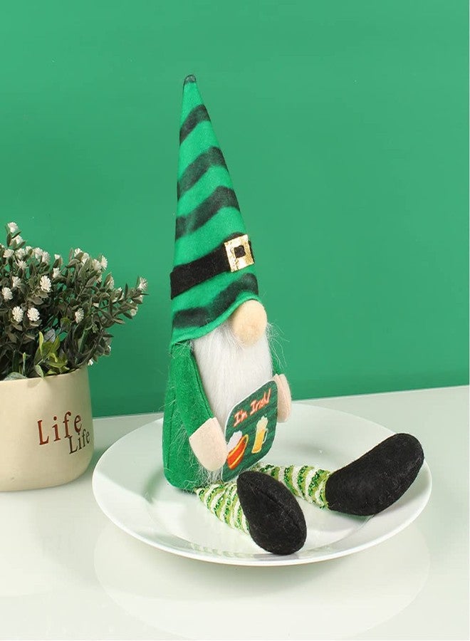 BLESOUYI St. Patrick's Day Decorations Spring Irish Gnome Doll Ornaments Decorative Elf Doll Green Shamrock Gift for Home Table Window Display Holiday Party Decoration(Girl) - Image 5